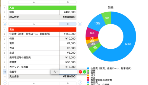 家計全体シートと詳細シートへのリンク方法